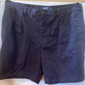 Polo by Ralph Lauren classic chino Tyler pleat front shorts sz 42 navy blue